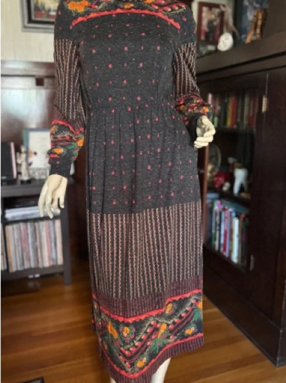 Boho Floral Panel Maxi Dress - Dark Charcoal